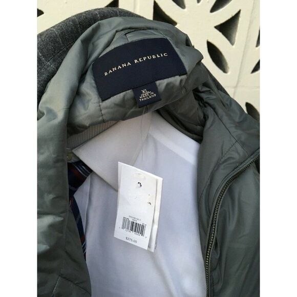 NWT BANANA REPUBLIC‎ Sports Coat Flannel Removable Insulated Lining Size XL $275 - Picture 9 of 11